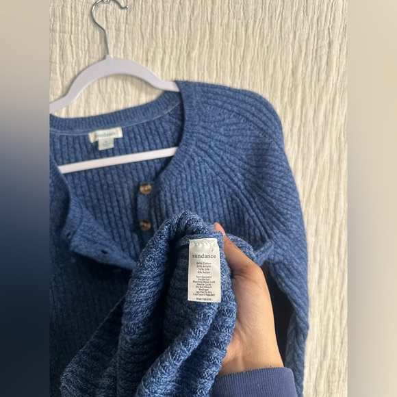 Sundance Birdie Henley Silk Blend Sweater Blue - Picture 5 of 5